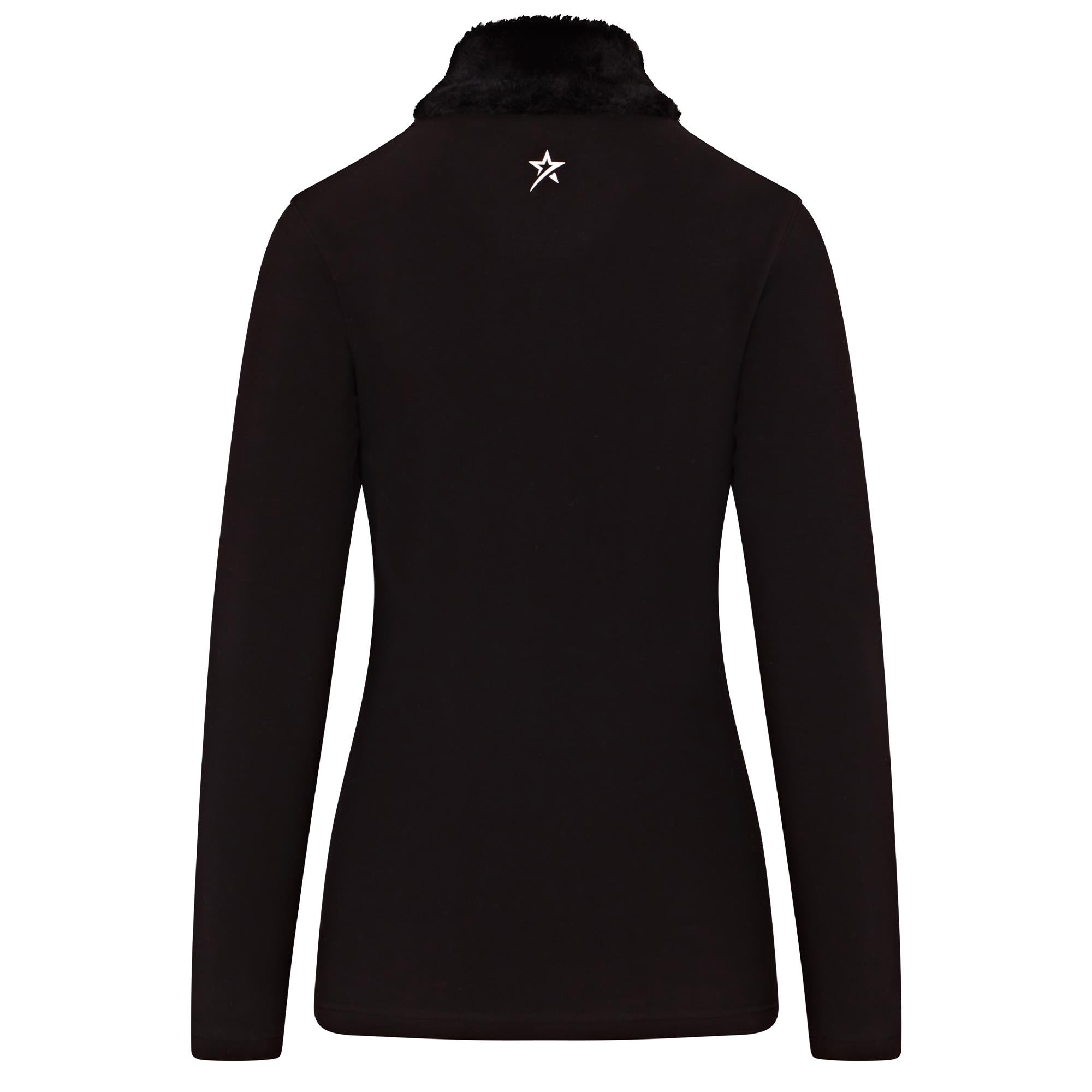 Swing Out Sister Tigress Faux Fur Ladies Golf Polo Shirt Pearl Black